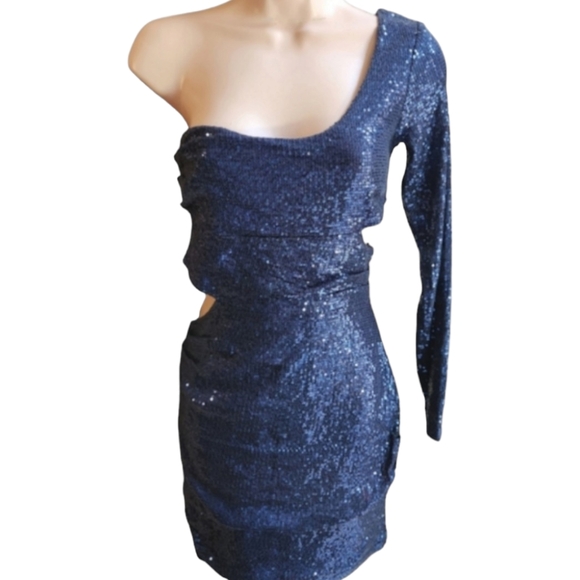 REVOLVE × BEC & BRIDGE Sequined One Shoulder Mini Cocktail Dress - Size 8 - Picture 3 of 10